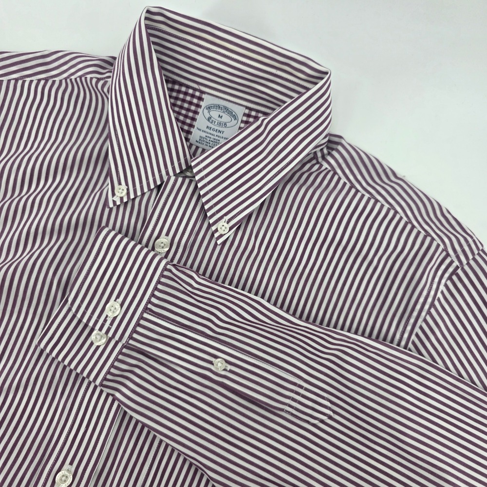 Brooks Brothers Regent Striped Button Down Shirt Men Med Non Iron Supima Cotton